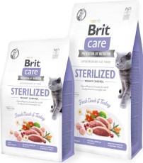 BRIT CARE Cat GF STERILIZED Weight Control Kaczka 7kg