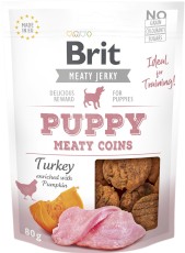 BRIT JERKY Snack PUPPY TURKEY Meaty Coins Indyk Dynia 80g