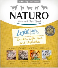 NATURO Adult Dog Light Kurczak Ryż Warzywa tacka 400g