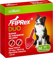 FIPREX DUO Krople na kleszcze pchły u psa M 10-20kg 1szt.