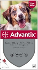 BAYER ADVANTIX Krople dla psa na kleszcze pchły L 10-25kg 4szt.