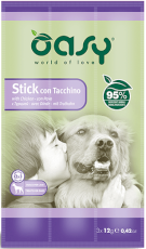 OASY Dog Stick with Turkey Paluszki mięsne z Indykiem 3x12g