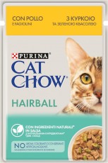 PURINA CAT CHOW HAIRBALL Kurczak zielona fasolka Sos 85G