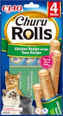 INABA Cat Churu Rolls Chicken Tuna Kurczak Tuńczyk 4x10g