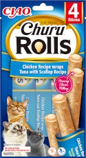 INABA Cat Churu Rolls Chicken Tuna Scaloop Przegrzebki 4x10g