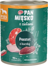 PAN MIĘSKO z Ziołami Pasztet z Kaczką dla psa 800g