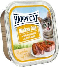 HAPPY CAT DUO Rind Kaninchen Wołowina Królik pasztet 100g