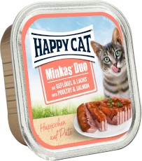 HAPPY CAT DUO Geflugel Lachs Kurczak Łosoś pasztet 100g