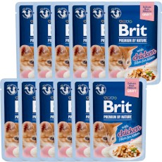 BRIT Premium Cat Gravy Fillets Chicken Kurczak KITTEN 12x85g