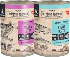 WIEJSKA ZAGRODA dla szczeniąt MIX SMAKÓW bez zbóż 12x400g