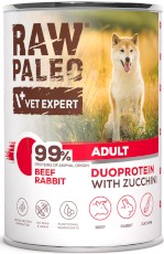 Vet Expert RAW PALEO Adult Duoprotein Beef Rabbit Wołowina Królik Cukinia 400g