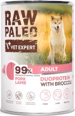 Vet Expert RAW PALEO Adult Duoprotein Pork Lamb Wieprzowina Jagnięcina Brokuł 400g