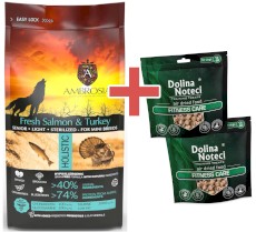 AMBROSIA Dog Senior Mini Light Sterilized Fresh Salmon / Turkey Świeży Łosoś i Indyk 5kg + GRATIS DOLINA NOTECI