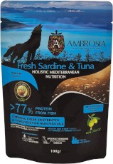 AMBROSIA Dog Adult Mediterranean Fresh Sardine / Tuna Świeże Ryby 100g