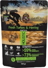 AMBROSIA Cat Senior / Adult Sterilized Light Fresh Turkey / Herring Świeży Indyk i Śledź 100g