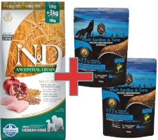 FARMINA ND DOG AG Chicken Pomegranate Selection Adult Medium / Maxi 15kg + 200g Karmy SuperPremium GRATIS !!