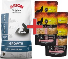 Arion Original Growth Puppy Large Salmon Fish 12kg + 400g Karmy SuperPremium GRATIS !!