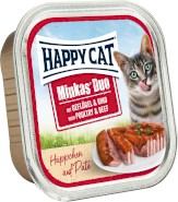 HAPPY CAT DUO Geflugel Rind Kurczak Wołowina pasztet 100g