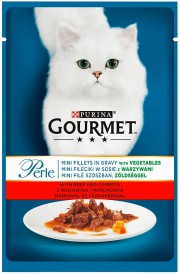 PURINA GOURMET Perle mini Fileciki z Wołowiną i marchewką 85g - Zdjęcie główne