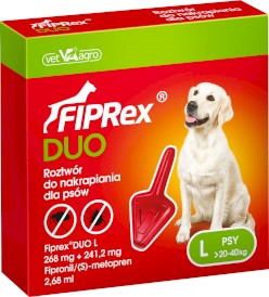 FIPREX DUO Krople na kleszcze pchły u psa L 20-40kg 1szt. - Zdjęcie główne