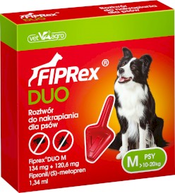 FIPREX DUO Krople na kleszcze pchły u psa M 10-20kg 1szt. - Zdjęcie główne