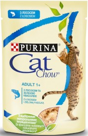 PURINA CAT CHOW Adult 1+ Łosoś Zielona fasolka 10x85g - Zdjęcie nr 2