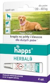 HAPPS Herbal Krople na pchły i kleszcze dla psów 20-40kg 4szt.