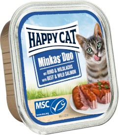 HAPPY CAT DUO Rind Wildlachs Wołowina Łosoś pasztet 100g