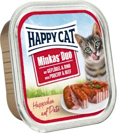 HAPPY CAT DUO Geflugel Rind Kurczak Wołowina pasztet 100g