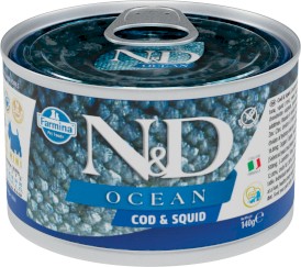 FARMINA ND DOG OCEAN Cod Squid Dorsz Kalmar 140g