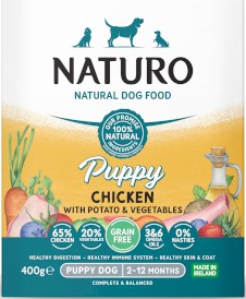 NATURO Puppy Dog GF Kurczak Ziemniaki Warzywa tacka 400g