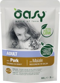 OASY Cat Lifestage Adult Pork Wieprzowina w sosie 85g