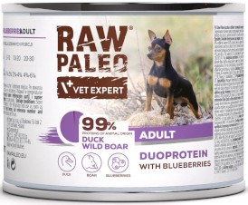 Vet Expert RAW PALEO Adult Duoprotein Duck Wild Boar Kaczka Dzik Borówki 200g - Zdjęcie główne