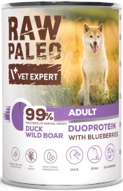 Vet Expert RAW PALEO Adult Duoprotein Duck Wild Boar Kaczka Dzik Borówki 400g - Zdjęcie główne