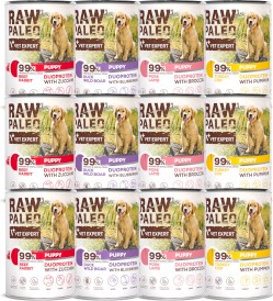 Vet Expert RAW PALEO Puppy Duoprotein MIX SMAKÓW 12x400g - Zdjęcie główne